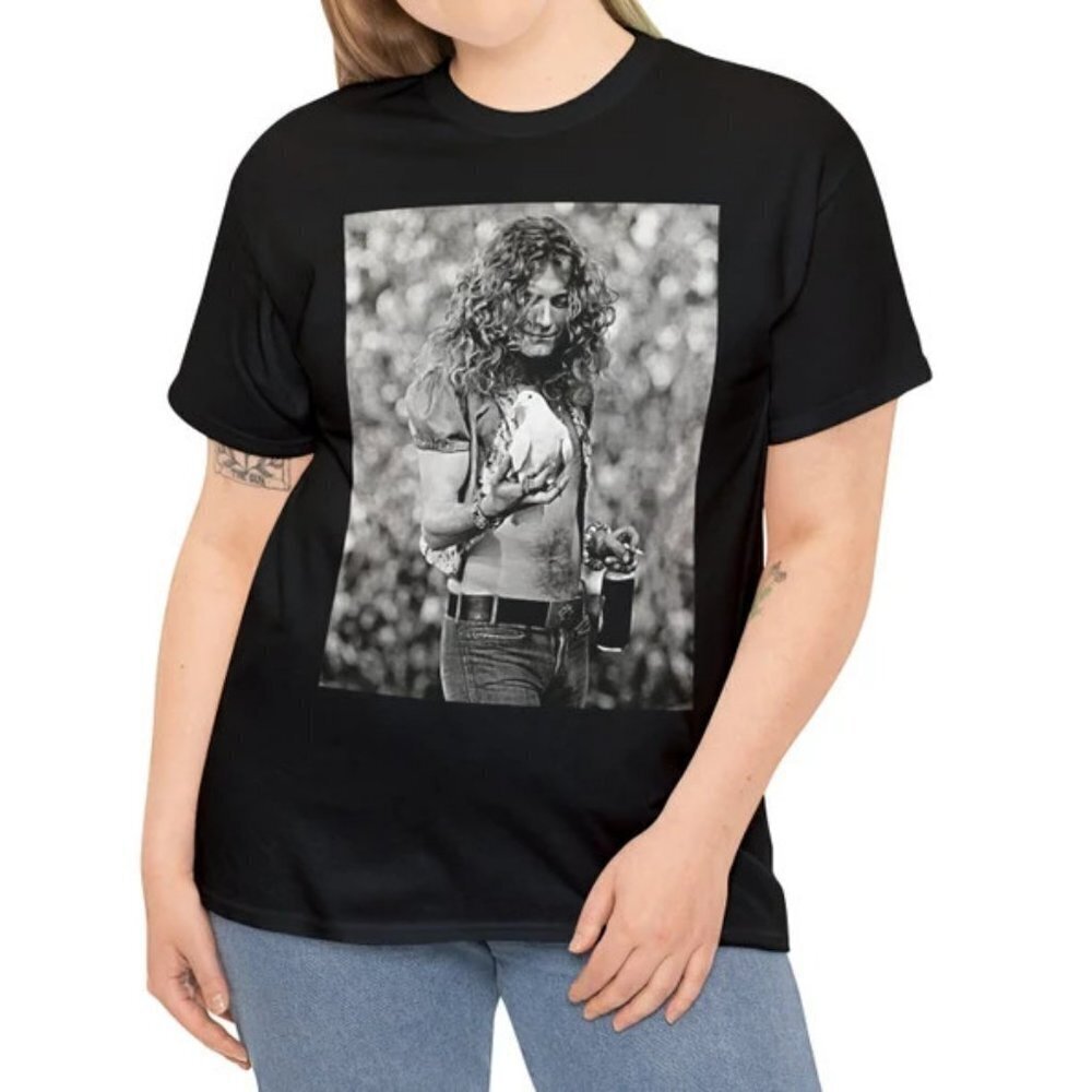 Led Zeppelin Robert Plant With A Dove Unisex Tshirt Medium Fabric Cotton Tee